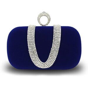 ❤️Women Velvet Evening Bag Sparkly Rhinestone Clutch Charming Glittering Handbag